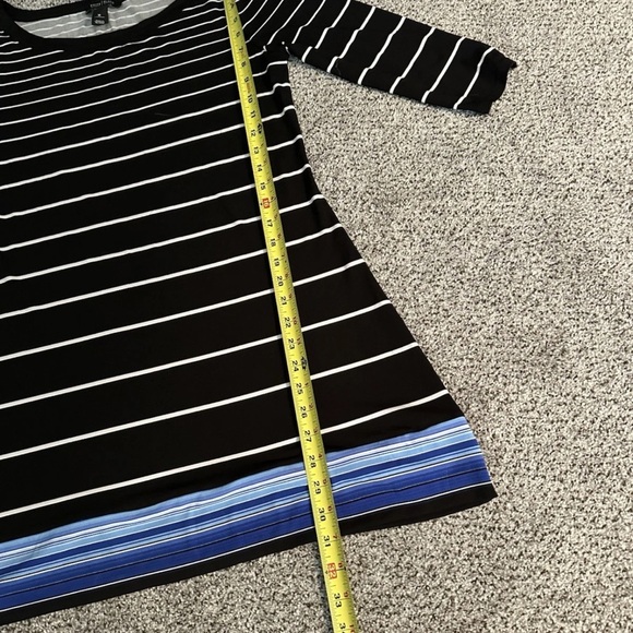 WHITE HOUSE BLACK MARKET M Black White Blue Striped Tunic Dress Silky Jersey - Picture 8 of 11